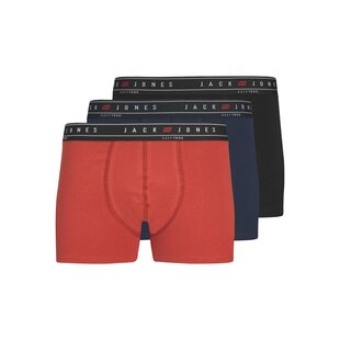 Jack & Jones Heren Boxershorts Trunks JACNAGEE Rood/Donkerblauw/Zwart 3-Pack