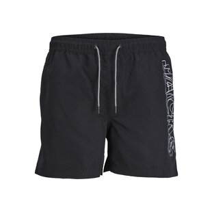 Jack & Jones Men's Swim Shorts JPSTFIJI Double Logo Plain Black