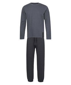 Phil & Co Long Men's Winter Pajama Set Cotton Striped Gray