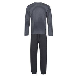 Phil & Co Long Men's Winter Pajama Set Cotton Striped Gray