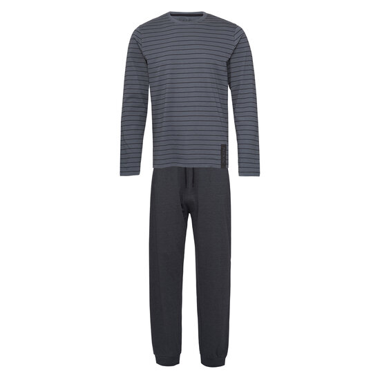 Phil & Co Phil & Co Long Men's Winter Pajama Set Cotton Striped Gray