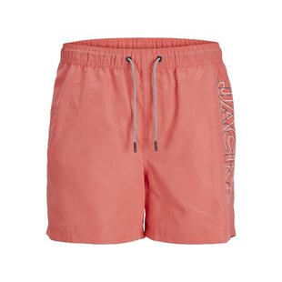 Jack & Jones Junior Jongens Zwemshort JPSTFIJI Double Logo Effen Hot Coral