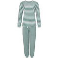 By Louise By Louise Dames Pyjama Set Lang Badstof Groen Gestreept