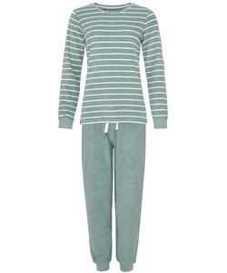 By Louise Dames Pyjama Set Lang Badstof Groen Gestreept