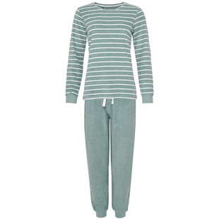 By Louise Dames Pyjama Set Lang Badstof Groen Gestreept