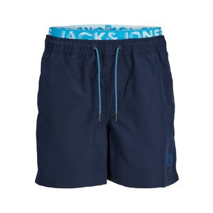Jack & Jones Plus Size Heren Zwemshort JPSTFIJI Neon Dubbele Waistband Blauw