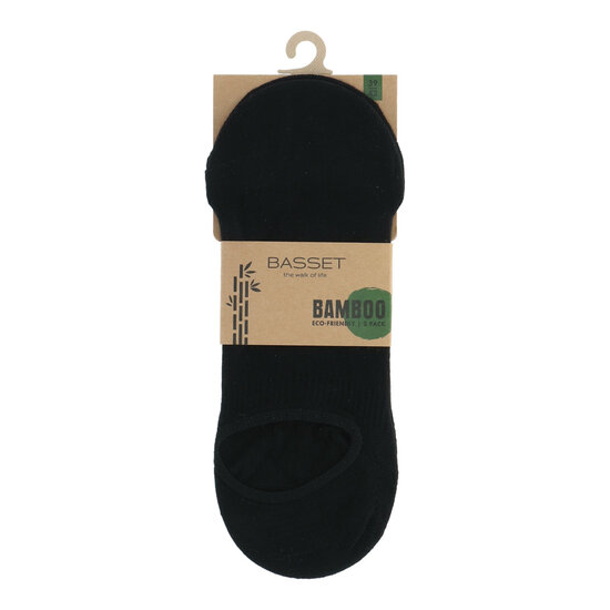 Basset Basset Dames/Heren Bamboe Sokken Invisible Footie 2-Pack Zwart