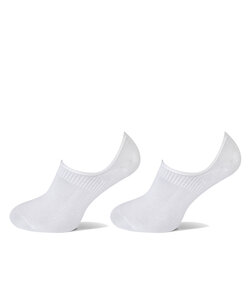 Basset Dames/Heren Bamboe Sokken Invisible Footie 2-Pack Wit