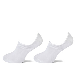 Basset Ladies/Men's Bamboo Socks Invisible Footie 2-Pack White