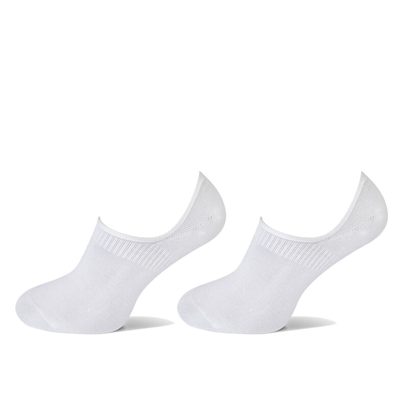 Basset Basset Ladies/Men's Bamboo Socks Invisible Footie 2-Pack White