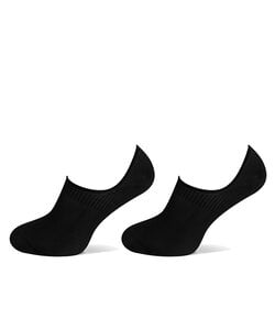 Basset Ladies/Men's Bamboo Socks Invisible Footie 2-Pack Black