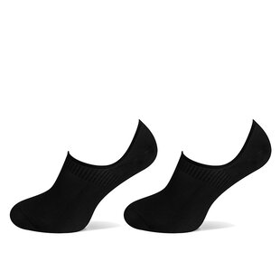 Basset Ladies/Men's Bamboo Socks Invisible Footie 2-Pack Black