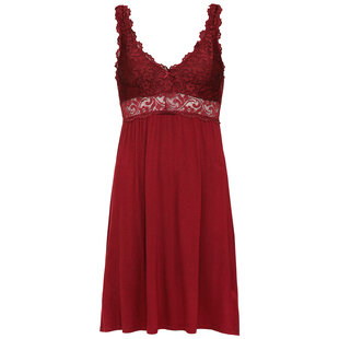 By Louise Slipdress Ladies Nightshirt With Lace Bordeaux Red