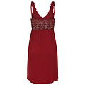 By Louise By Louise Slipdress Dames Nachthemd Met Kant Bordeaux Rood