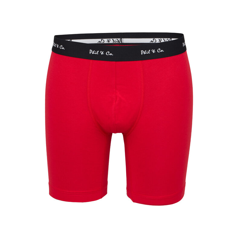 Phil & Co Phil & Co Boxer Shorts Men's Long-Pipe Boxer Briefs 4-Pack Red / Black