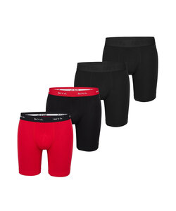 Phil & Co Boxer Shorts Men's Long-Pipe Boxer Briefs 4-Pack Red / Black