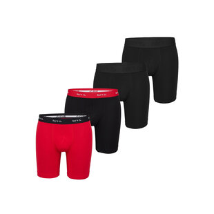 Phil & Co Boxershorts Heren Met Lange Pijpen Boxer Briefs 4-Pack Rood / Zwart