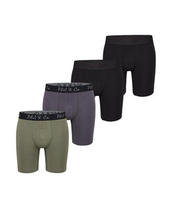 Phil & Co Boxer Shorts Men's Long-Pipe Boxer Briefs 4-Pack Green / Black