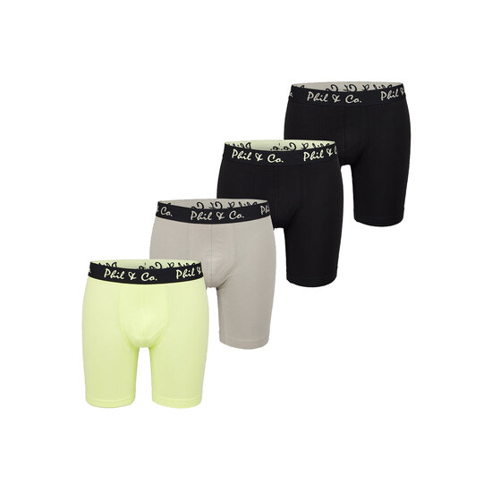 Phil & Co Phil & Co Boxer Shorts Men's Long-Pipe Boxer Briefs 4-Pack Yellow / Beige