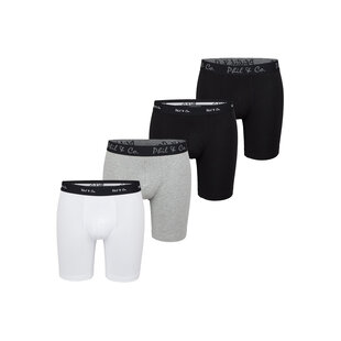 Phil & Co Boxershorts Heren Met Lange Pijpen Boxer Briefs 4-Pack Wit / Grijs