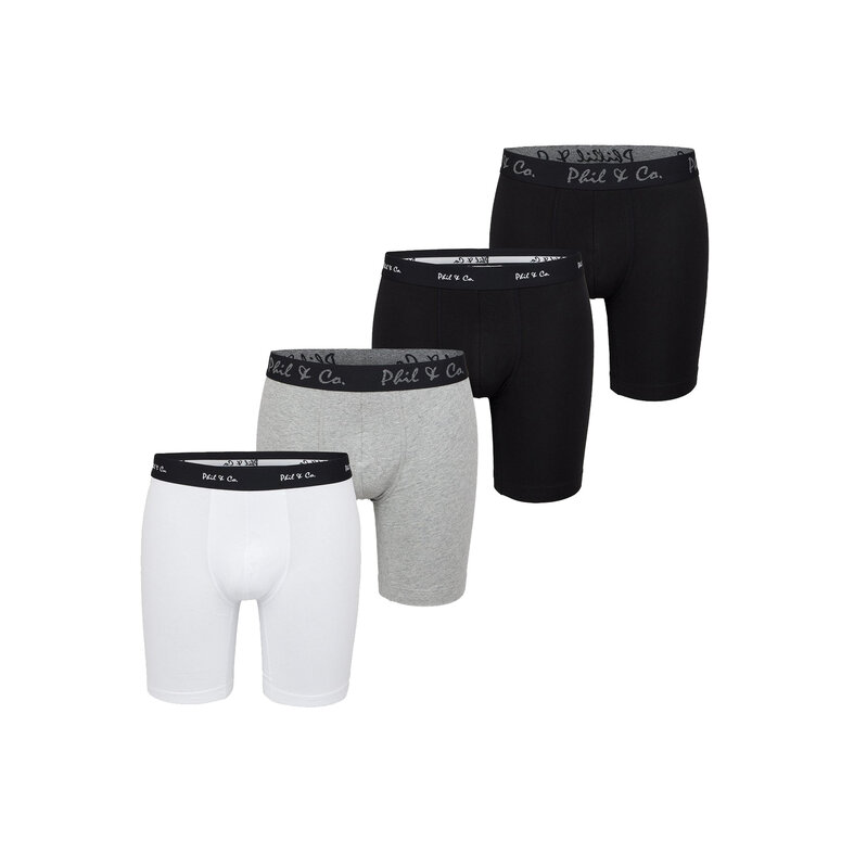 Phil & Co Phil & Co Boxer Shorts Men's Long-Pipe Boxer Briefs 4-Pack White / Grey