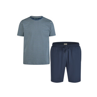 Phil & Co Heren Shortama Korte Pyjama Katoen Blauw / Grijs Gestreept