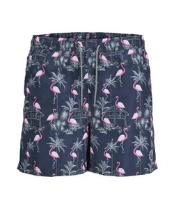 Jack & Jones Heren Zwemshort JPSTFIJI AOP Flamingo Print Donkerblauw