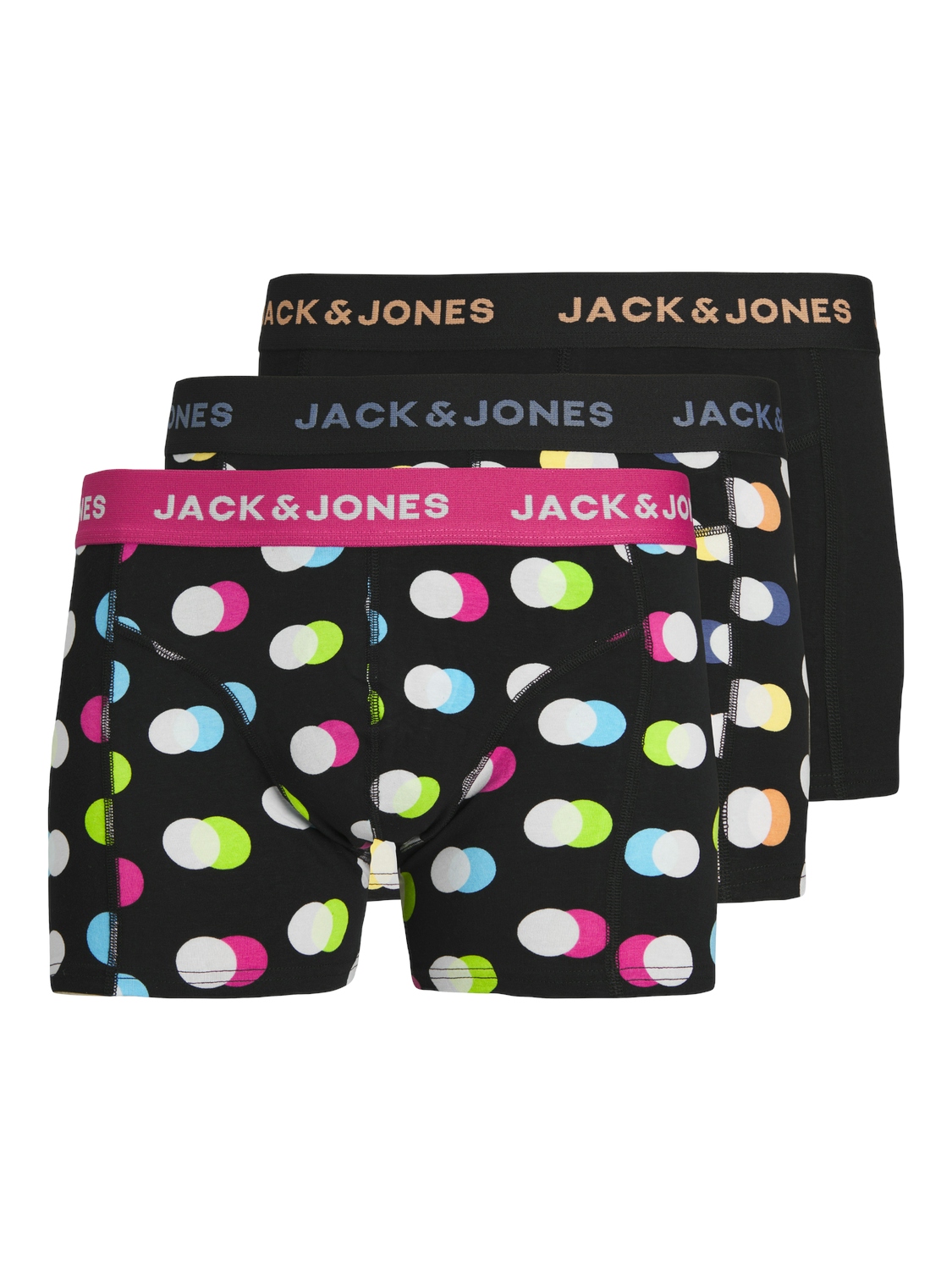 Jack Jones Jack Jones Heren Boxershorts Trunks JACREESE Gestipt Zwart 3 Pack