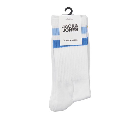 Jack & Jones Junior Jack & Jones Junior Tennissokken Jongens Wit Met Gekleurde Streep 5-Pack