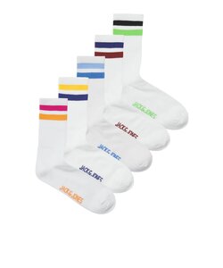 Jack & Jones Junior Tennis Socks Boys White With Colored Stripe 5-Pack