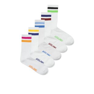 Jack & Jones Junior Tennis Socks Boys White With Colored Stripe 5-Pack