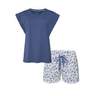 By Louise Dames Korte Pyjama Set Shortama Blauw