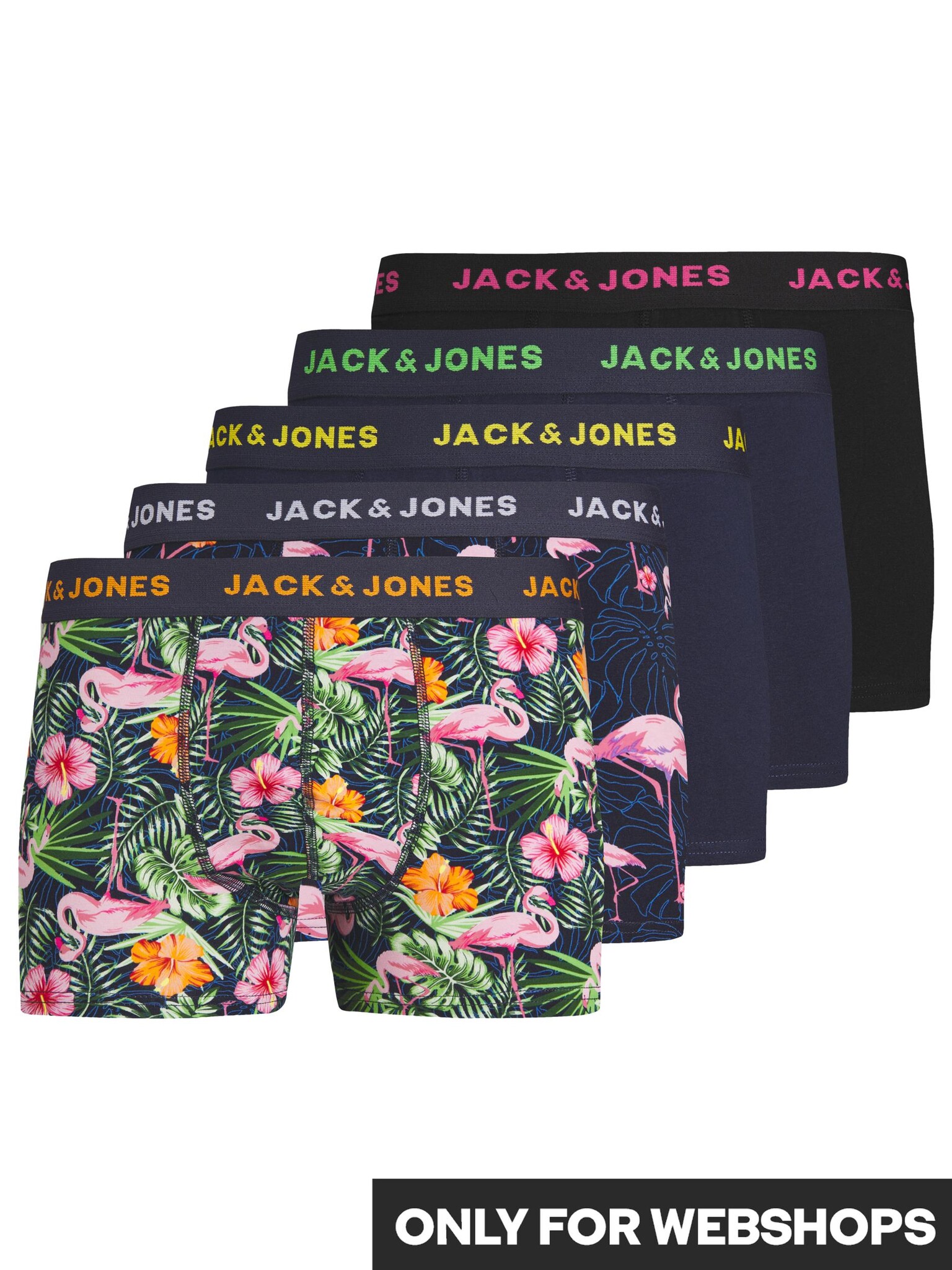 Jack Jones Jack Jones Plus Size Heren Boxershorts Trunks JACPINK Flamingoprint 5 Pack