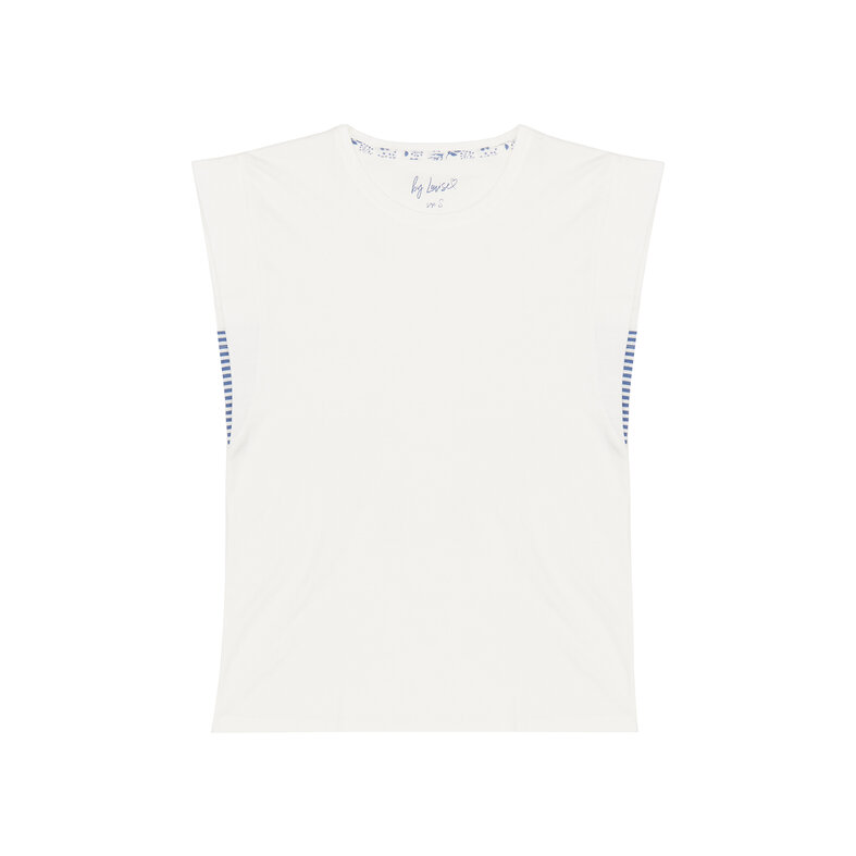 By Louise By Louise Ladies Capri Short Pyjama Set White/Blue Striped