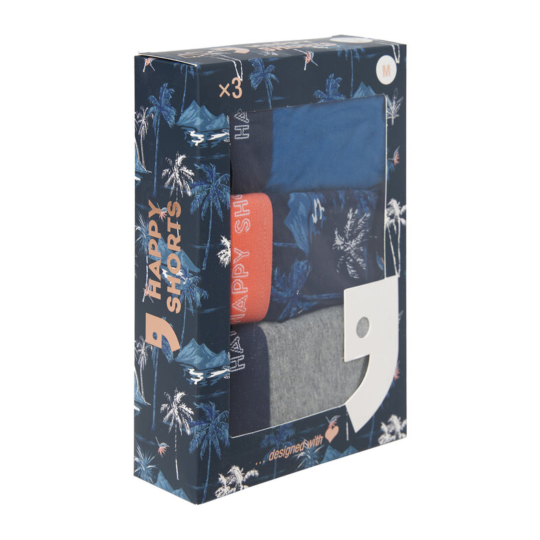 Happy Shorts Happy Shorts Men's Boxer Shorts Trunks Palms 3-Pack
