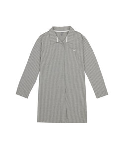 By Louise Dames Pyjama Nachthemd Lange Mouw Grijs Gestreept