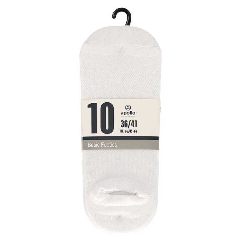 Apollo Apollo Unisex Sneaker Socks No Show 10-Pack White