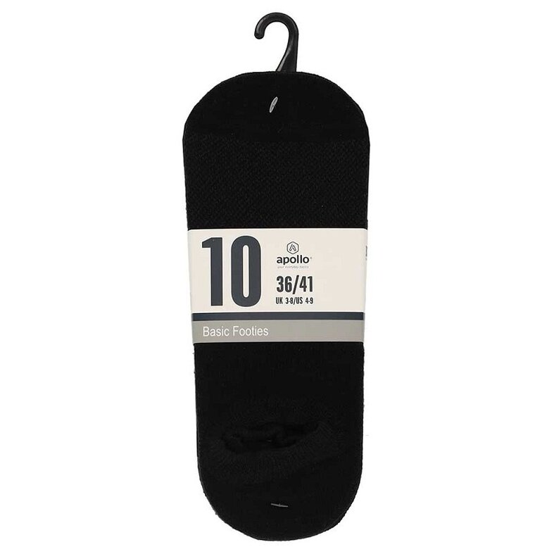 Apollo Apollo Unisex Sneaker Socks No Show 10-Pack Black
