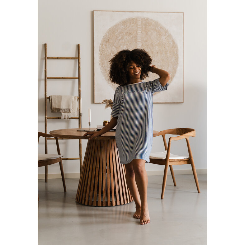 By Louise By Louise Ladies Nightshirt Short Sleeve Striped Blue