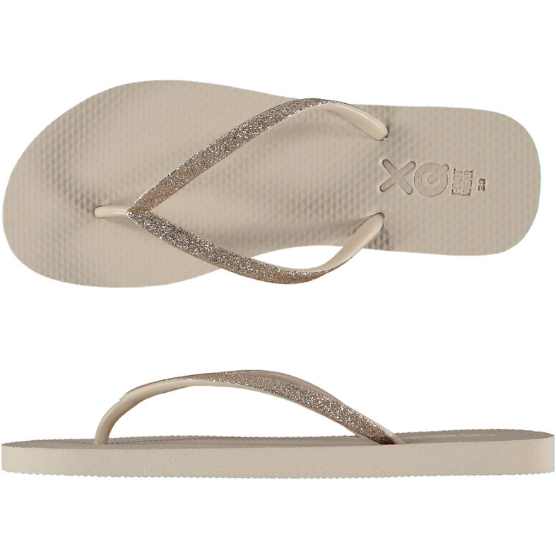 XQ Footwear XQ Women's Flip Flops Glitters Beige