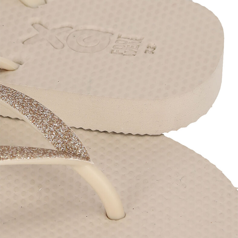 XQ Footwear XQ Women's Flip Flops Glitters Beige