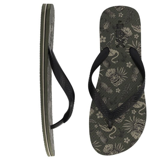 XQ Footwear XQ Heren Teenslippers Print Legergroen