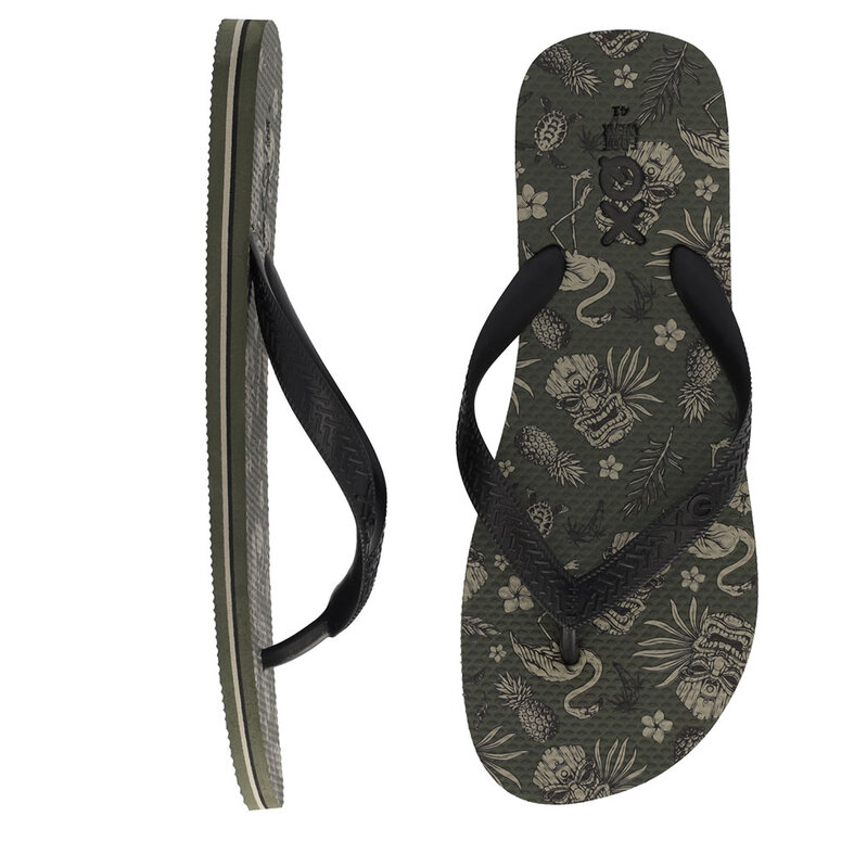 XQ Footwear XQ Heren Teenslippers Print Legergroen