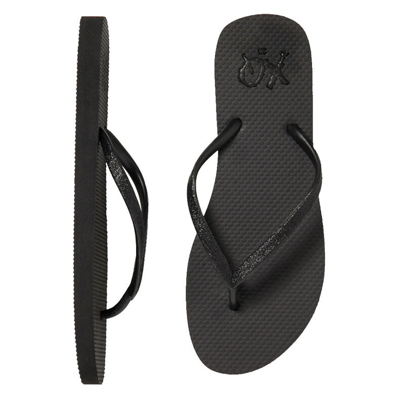 XQ Footwear XQ Dames Teenslippers Glitters Zwart