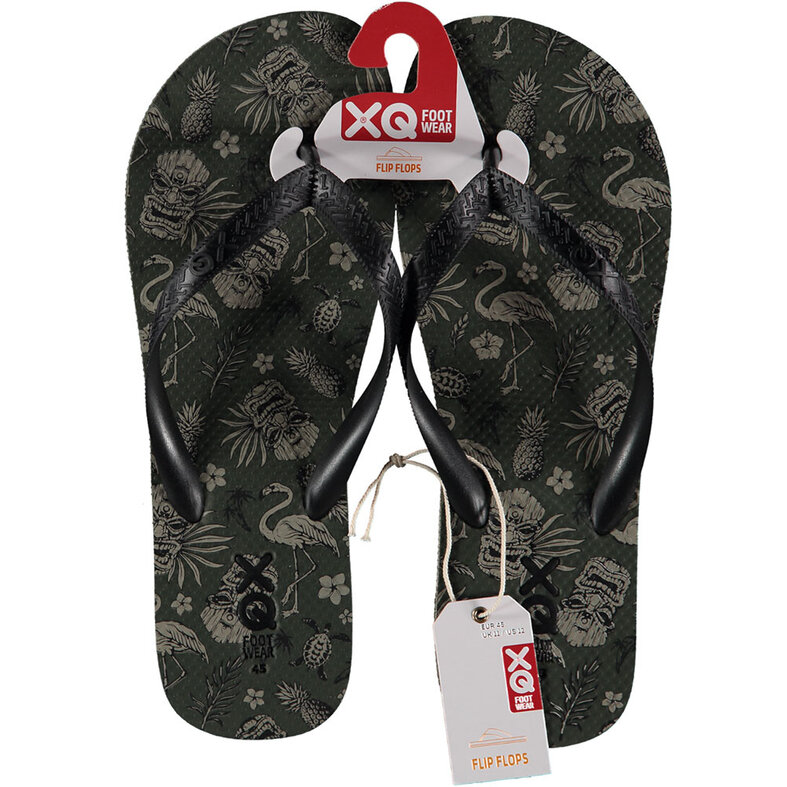 XQ Footwear XQ Heren Teenslippers Print Legergroen