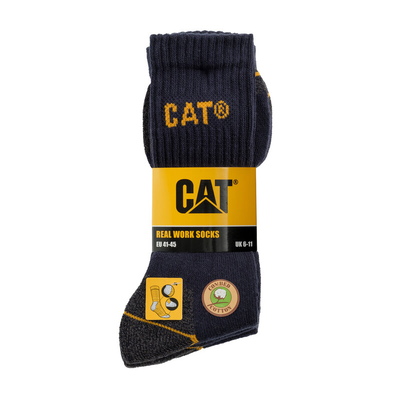 Cat Caterpillar Men's Work Socks Navy Blue 3-Pack