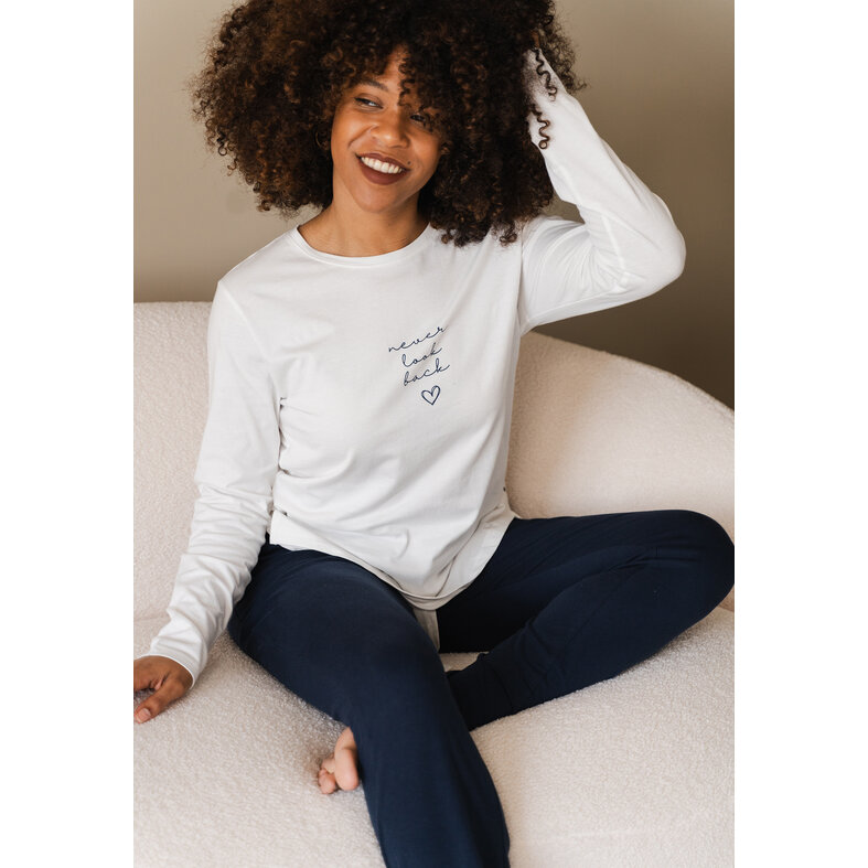 By Louise By Louise Essential Dames Pyjama Set Lang Katoen Off-White