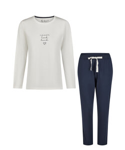 By Louise Essential Women's Pyjama Set Long Cotton Off-White