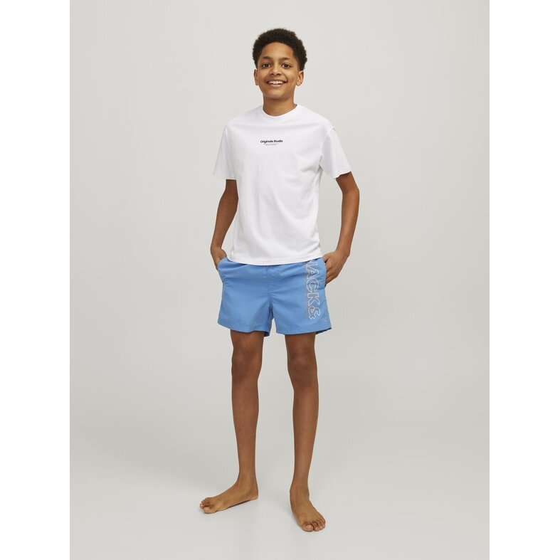 Jack & Jones Junior Jack & Jones Junior Jongens Zwemshort JPSTFIJI Double Logo Effen Lichtblauw