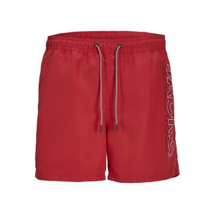 Jack & Jones Junior Jongens Zwemshort JPSTFIJI Double Logo Effen Rood